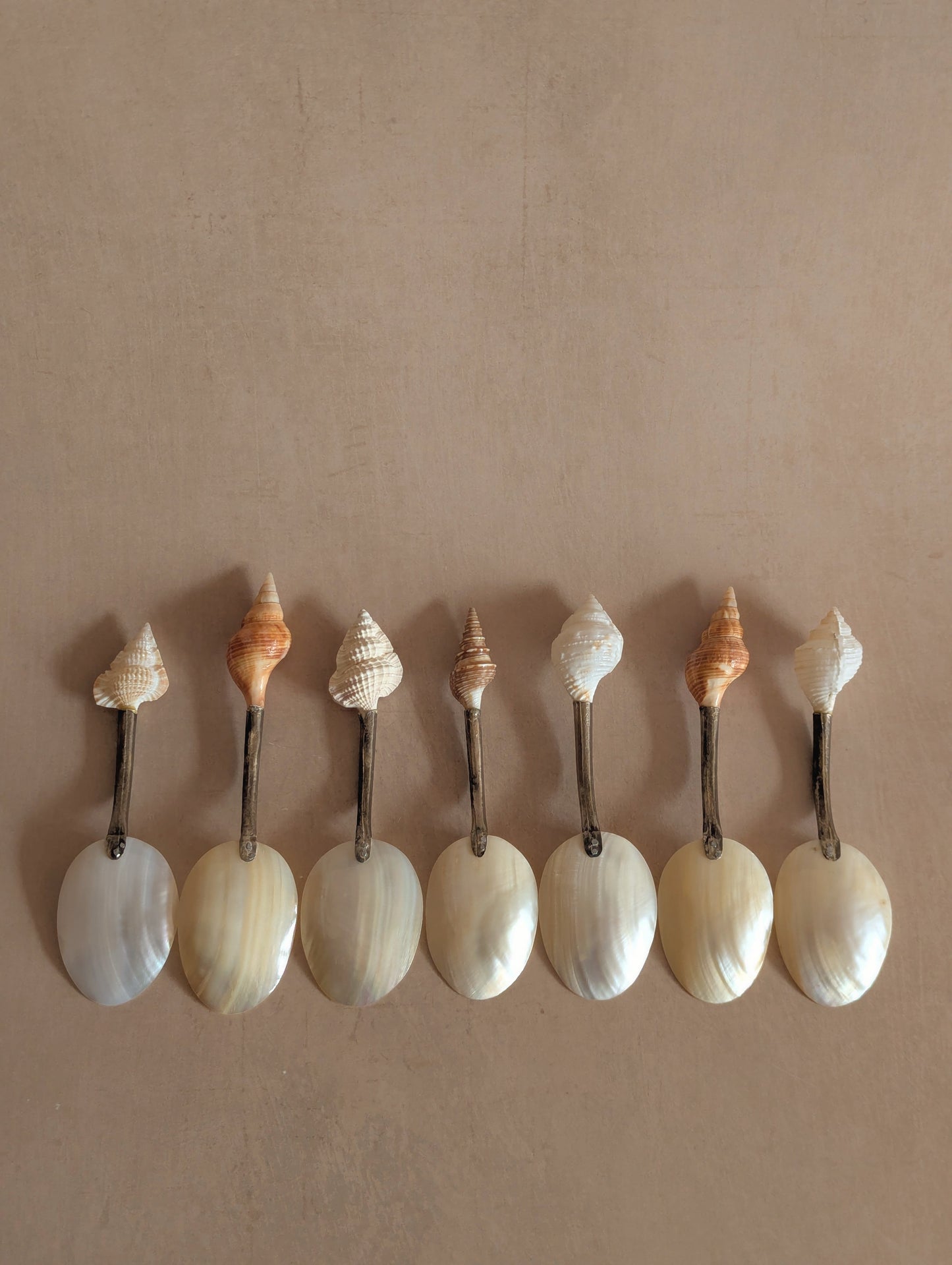 Mother of Pearl Caviar Shell Spoons, Set of Seven