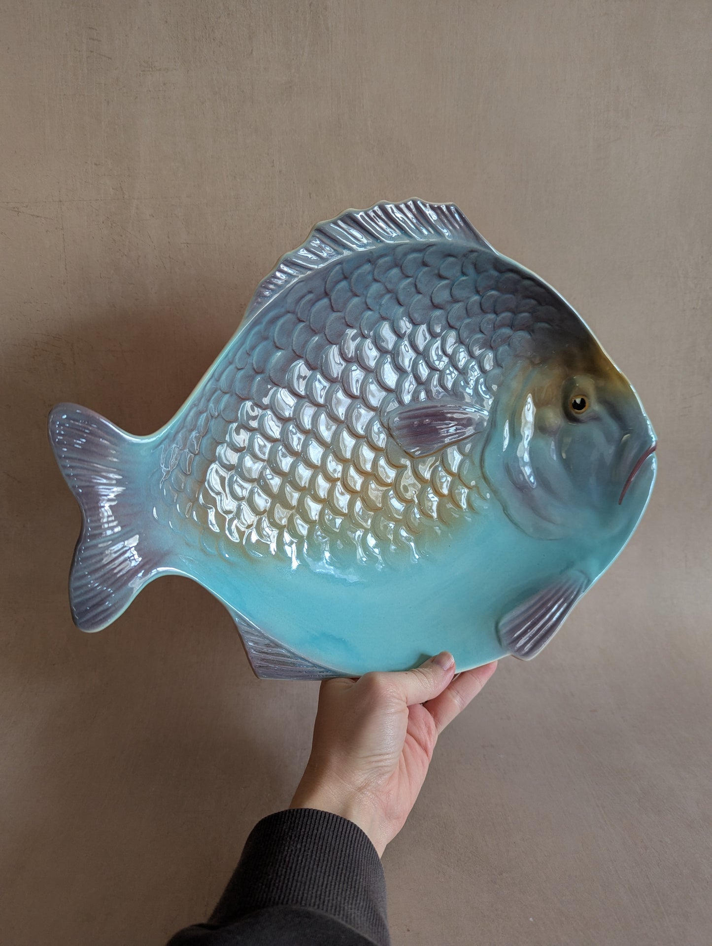 Mid-Century Shorter & Son Blue Ceramic Fish Plate