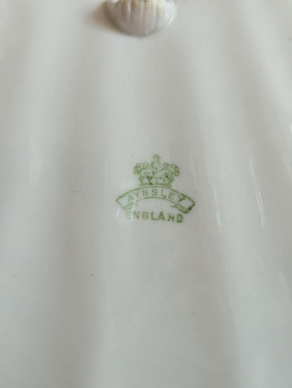 White Aynsley Ceramic Footed Shell Dish