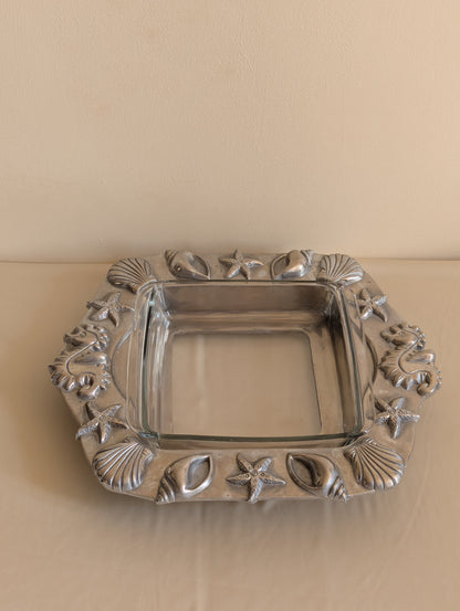 Mexican Aluminum Nautical Seahorse Serving Tray