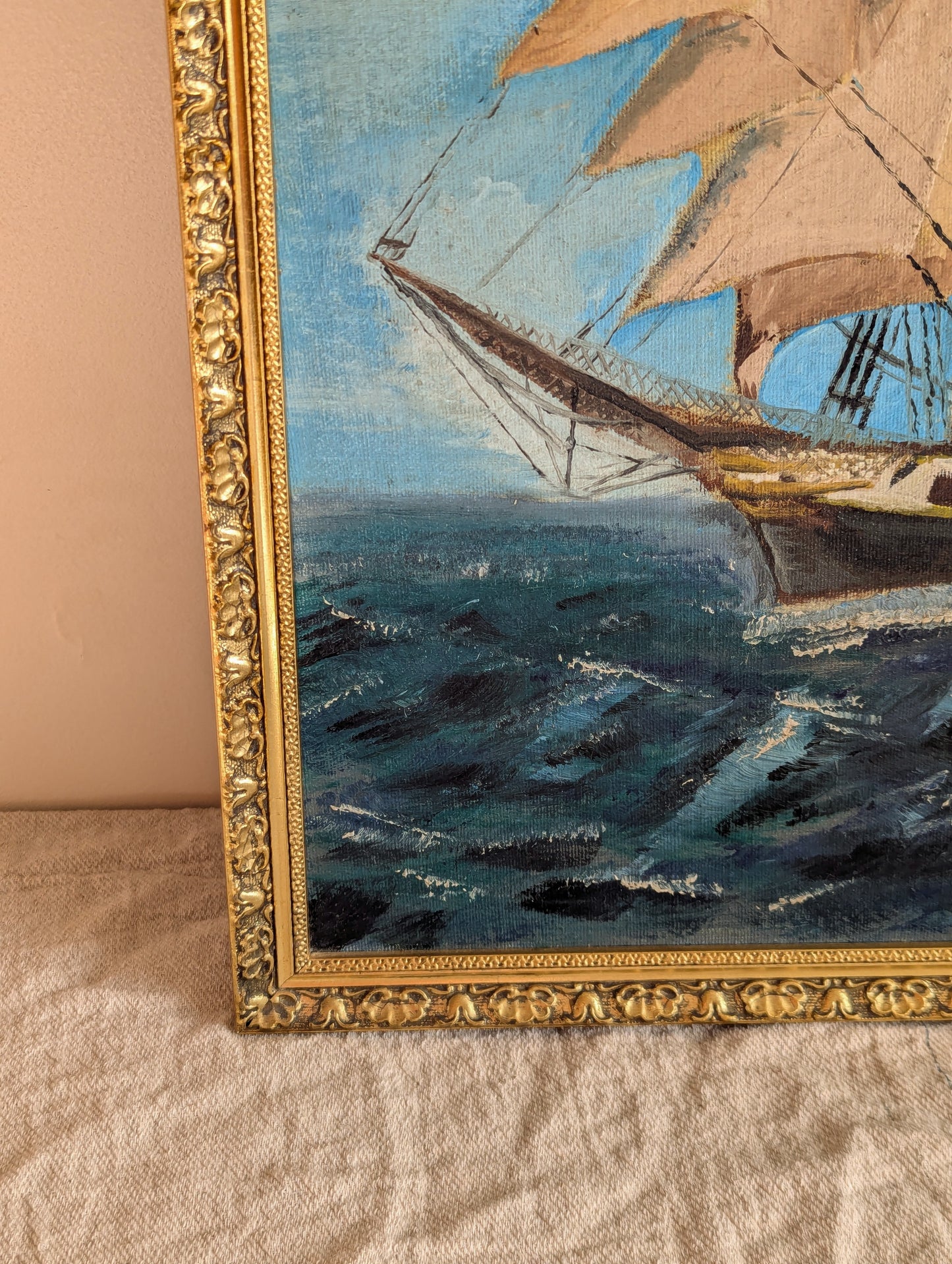 Gamble's Clipper Ship Framed Original Oil Painting