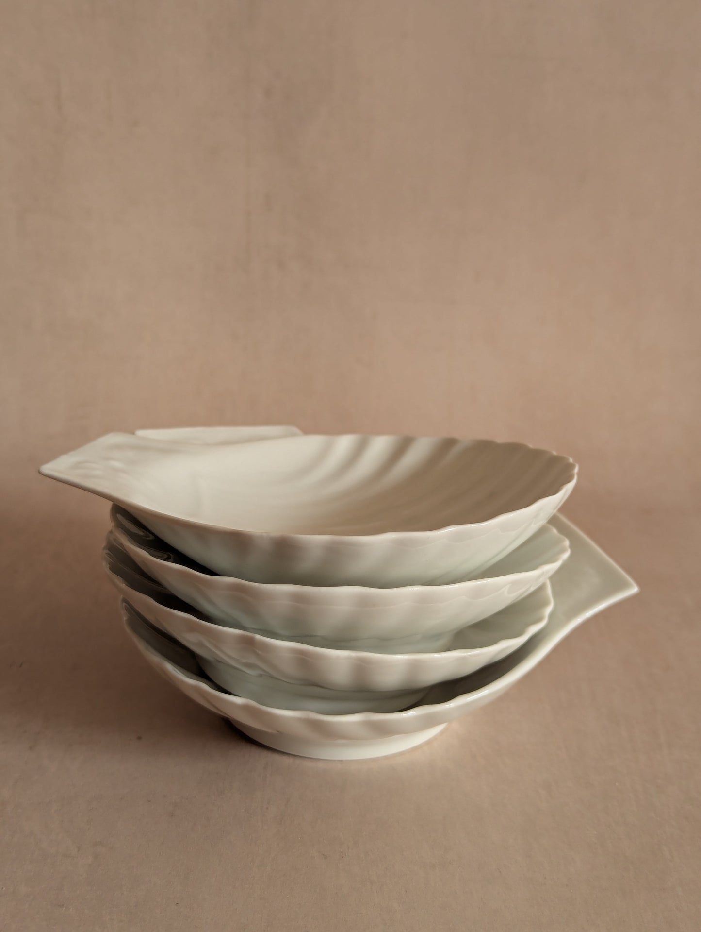 French Porcelain Apilco Seashell Dishes, Set of Four