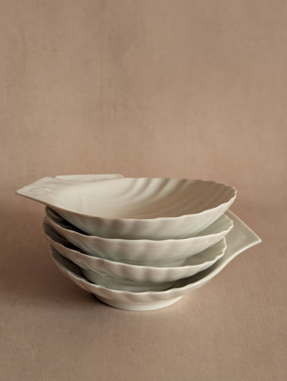 French Porcelain Apilco Seashell Dishes, Set of Four