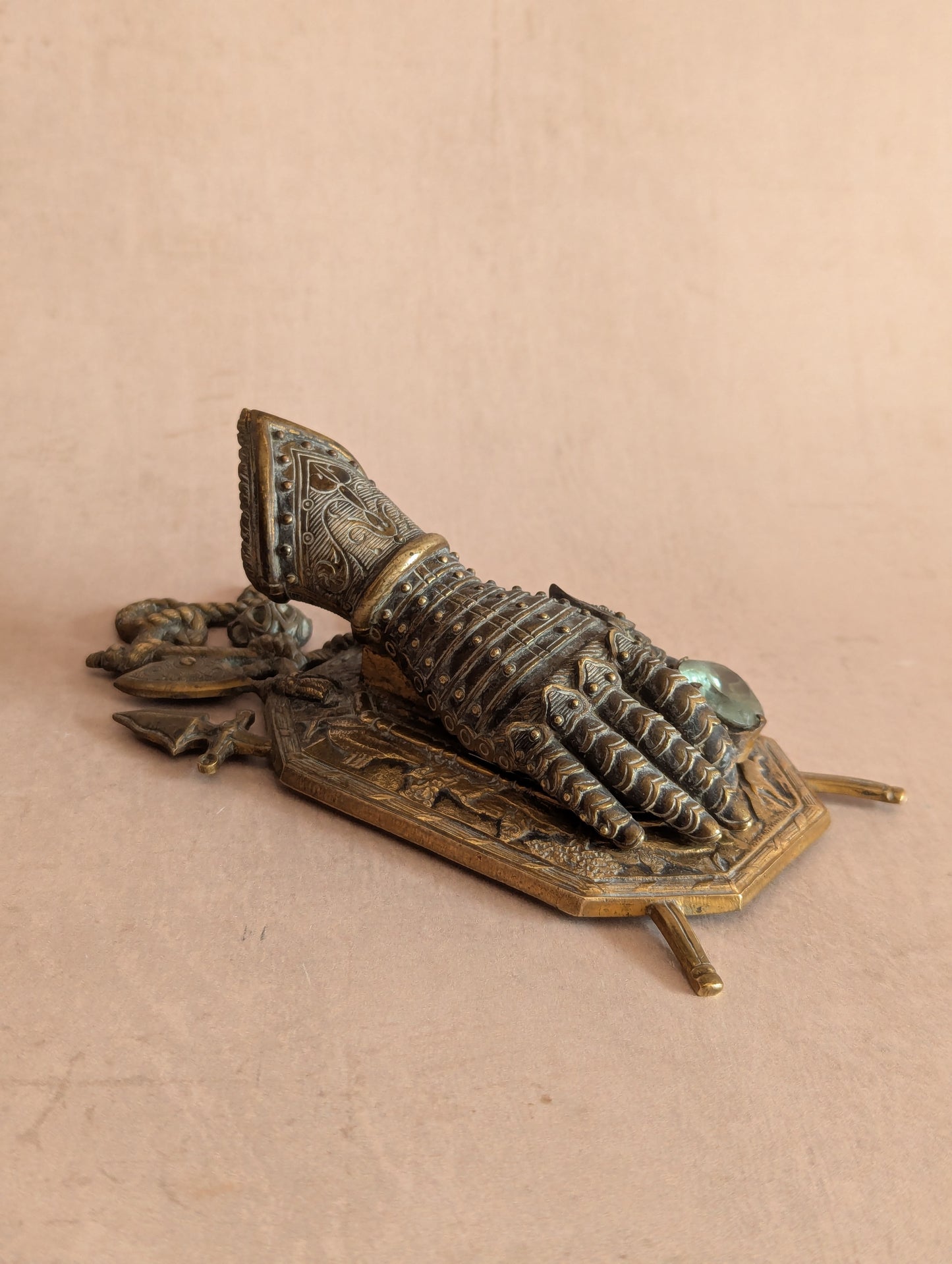 Medieval Knight Gauntlet Brass Desk Clip, Fantasy Gift or Movie Prop