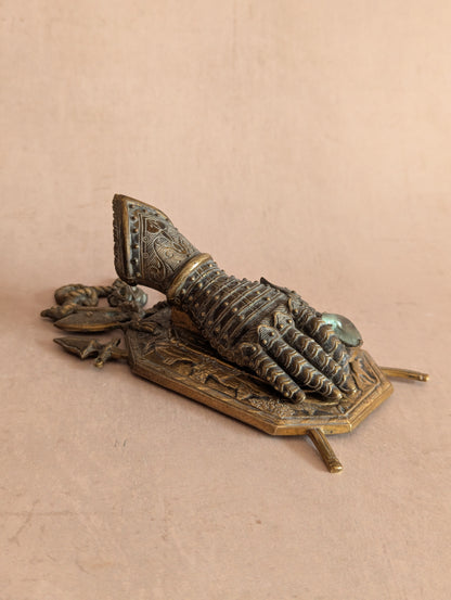 Medieval Knight Gauntlet Brass Desk Clip, Fantasy Gift or Movie Prop