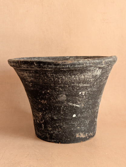 Blackened Terracotta Rustic Handmade Clay Pot