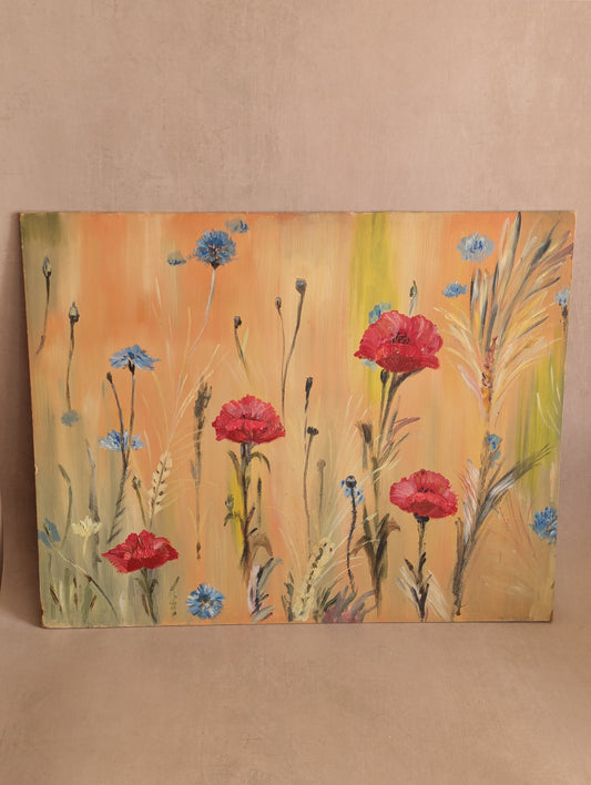 Poppies & Cornflowers Floral Vintage Painting