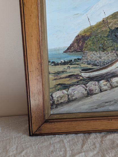 Small Boat at Rest Framed Original Oil Painting