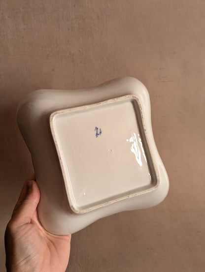 Hand-Painted European Blue & White Porcelain Bowl