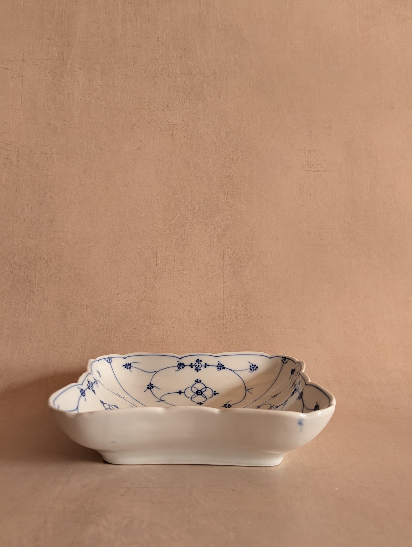 Hand-Painted European Blue & White Porcelain Bowl