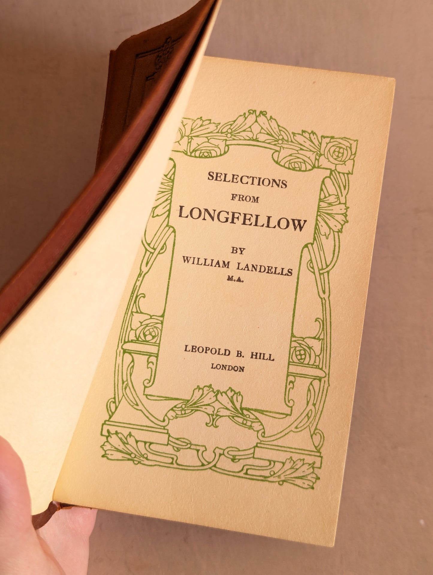 Selections From Longfellow Leather Bound Book