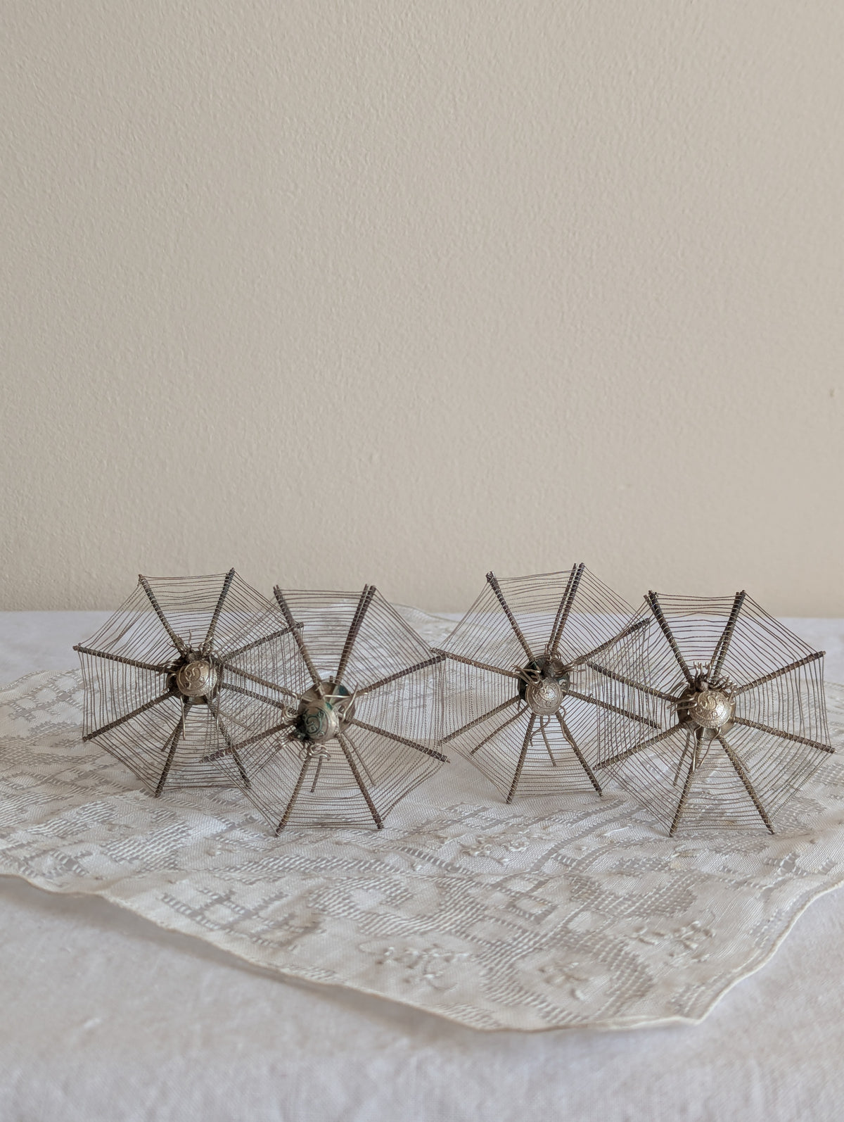 Victorian Spiderweb Place Card Menu Holders, Set of Four