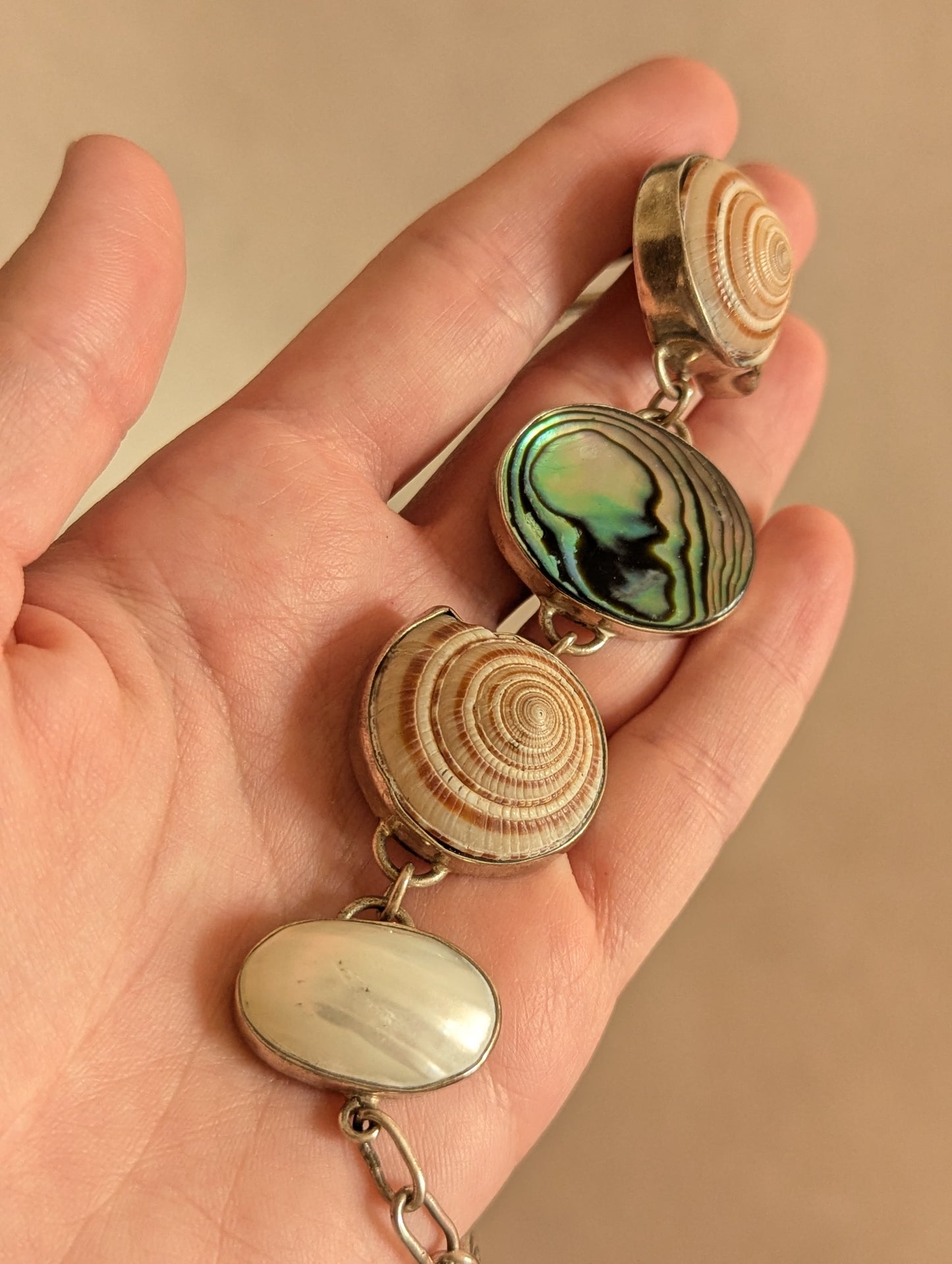 Sterling Silver Shell Abalone Toggle Bracelet