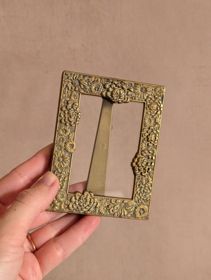 Small Solid Brass Floral Tabletop Frames, Set of Two