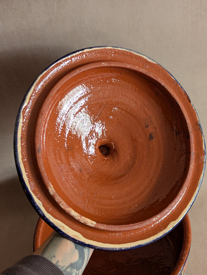 Portuguese Hand-Thrown Floral Terracotta Casserole Dish
