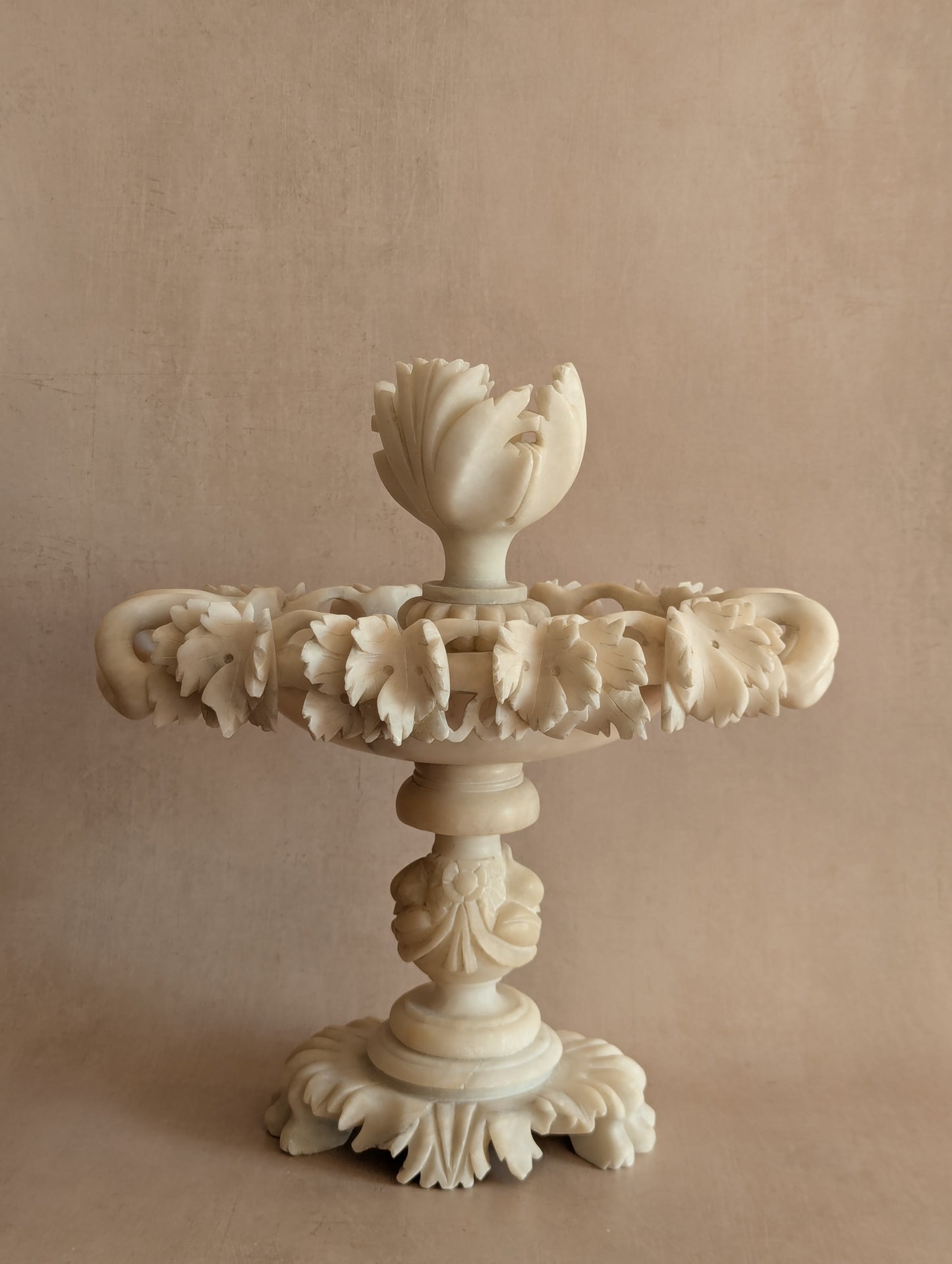 Italian 19th Century Alabaster Tazza Centerpiece