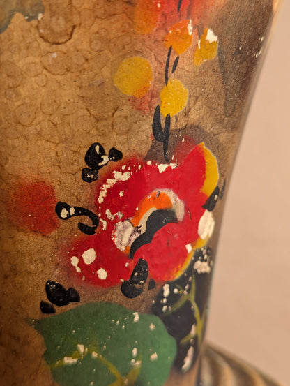 Octagonal Art Deco Floral Vase w/Frog