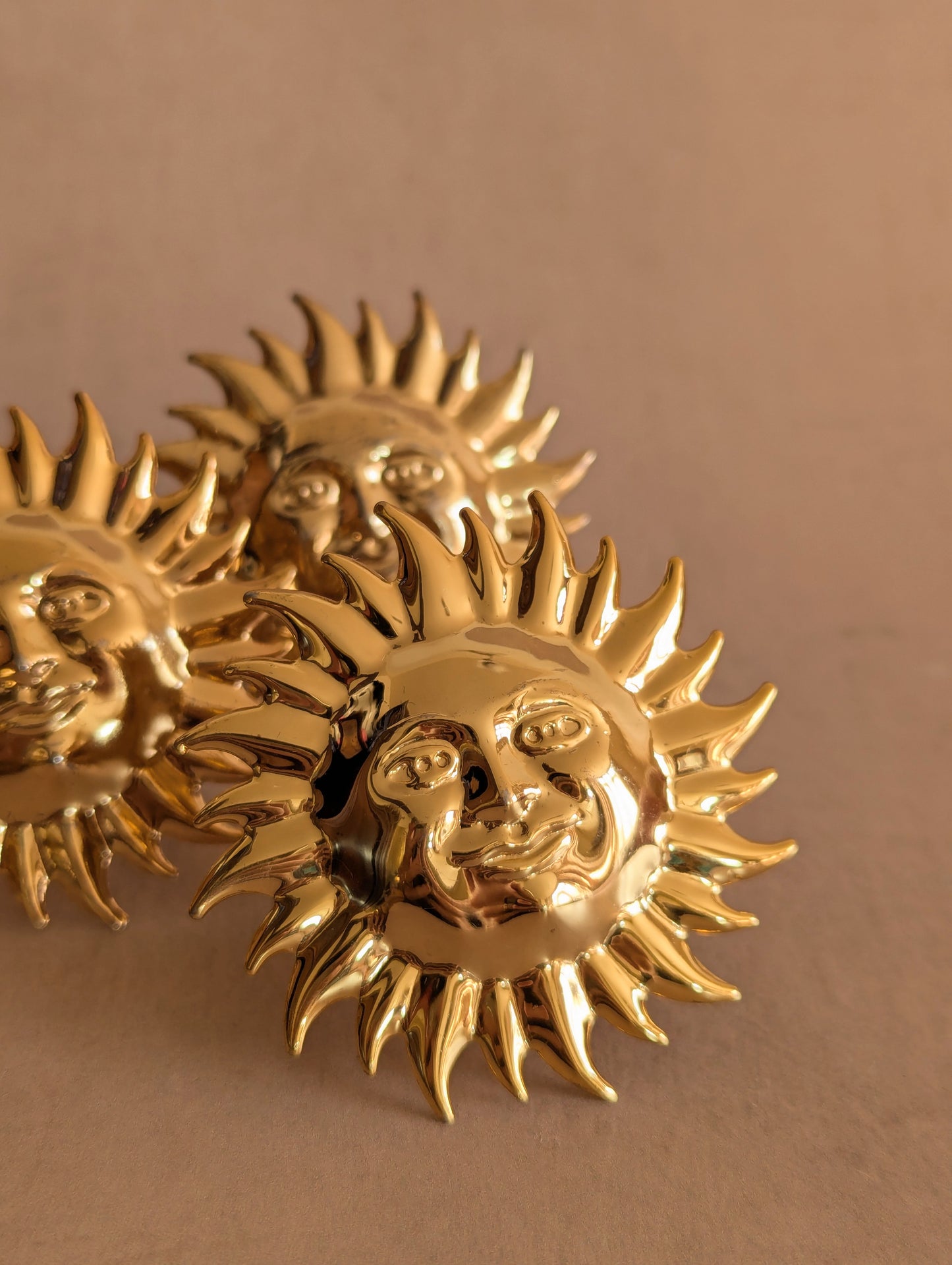 Celestial Sun Gold Tone Metal Napkin Rings, Set of 5