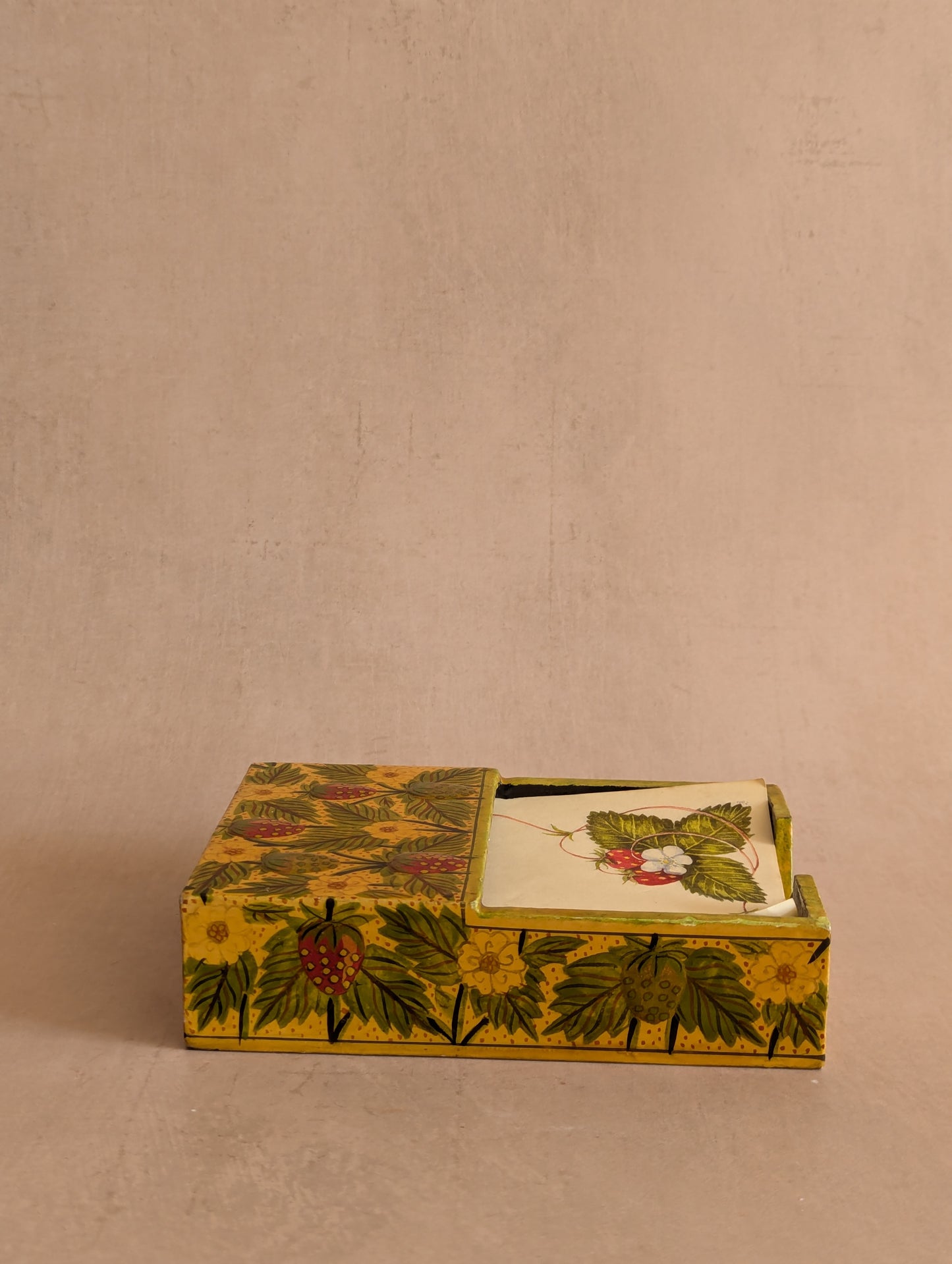 Strawberry Lacquered Paper Mache Notepad Set