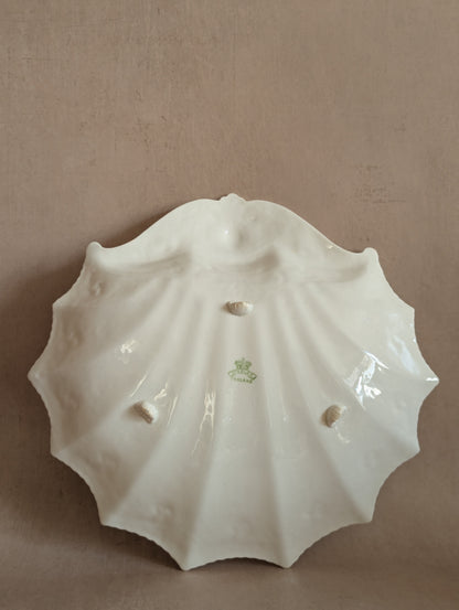 White Aynsley Ceramic Footed Shell Dish