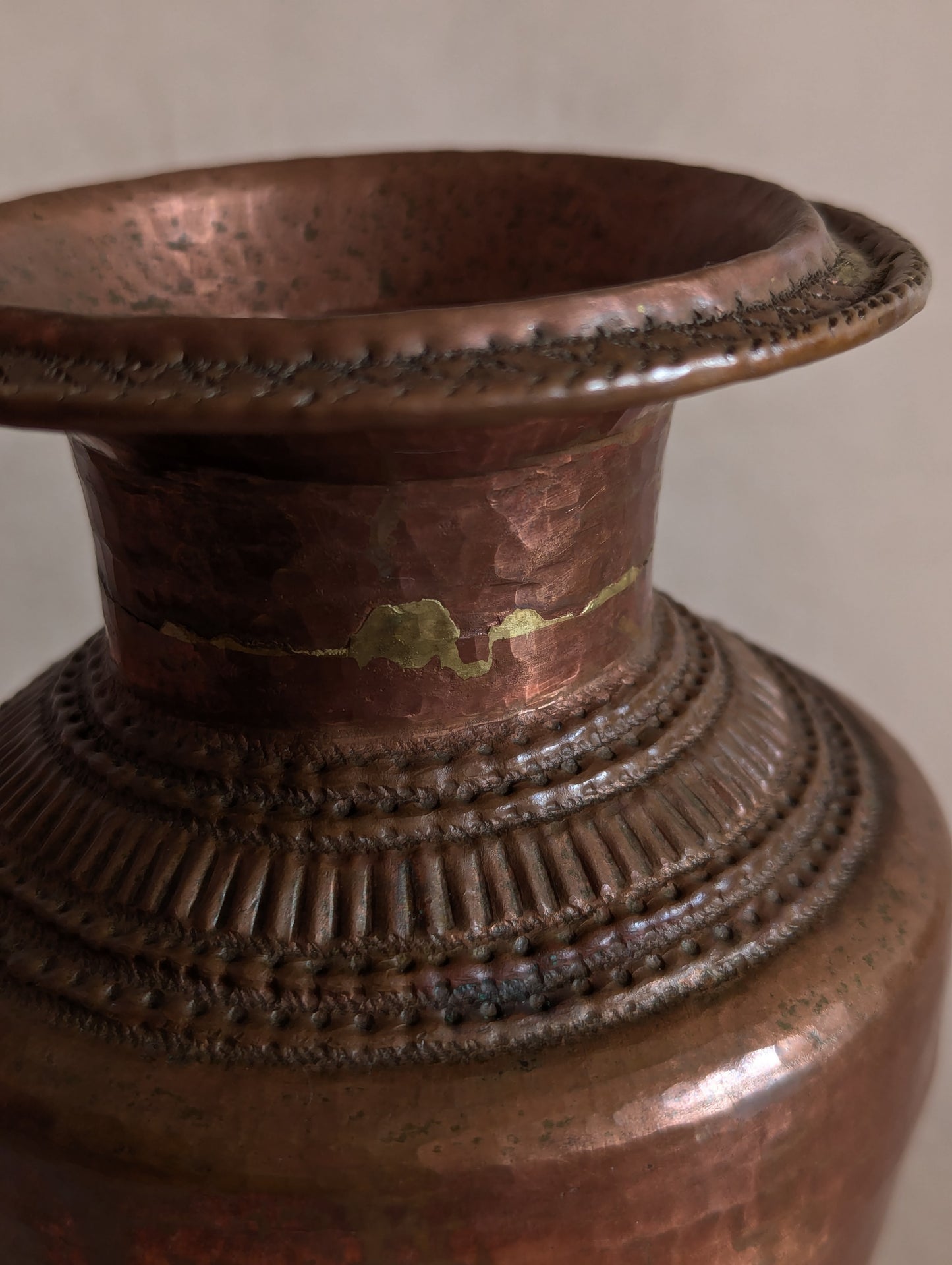 Nepalese Hand-Hammered Copper & Brass Ritual Vessel