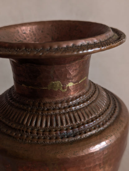 Nepalese Hand-Hammered Copper & Brass Ritual Vessel