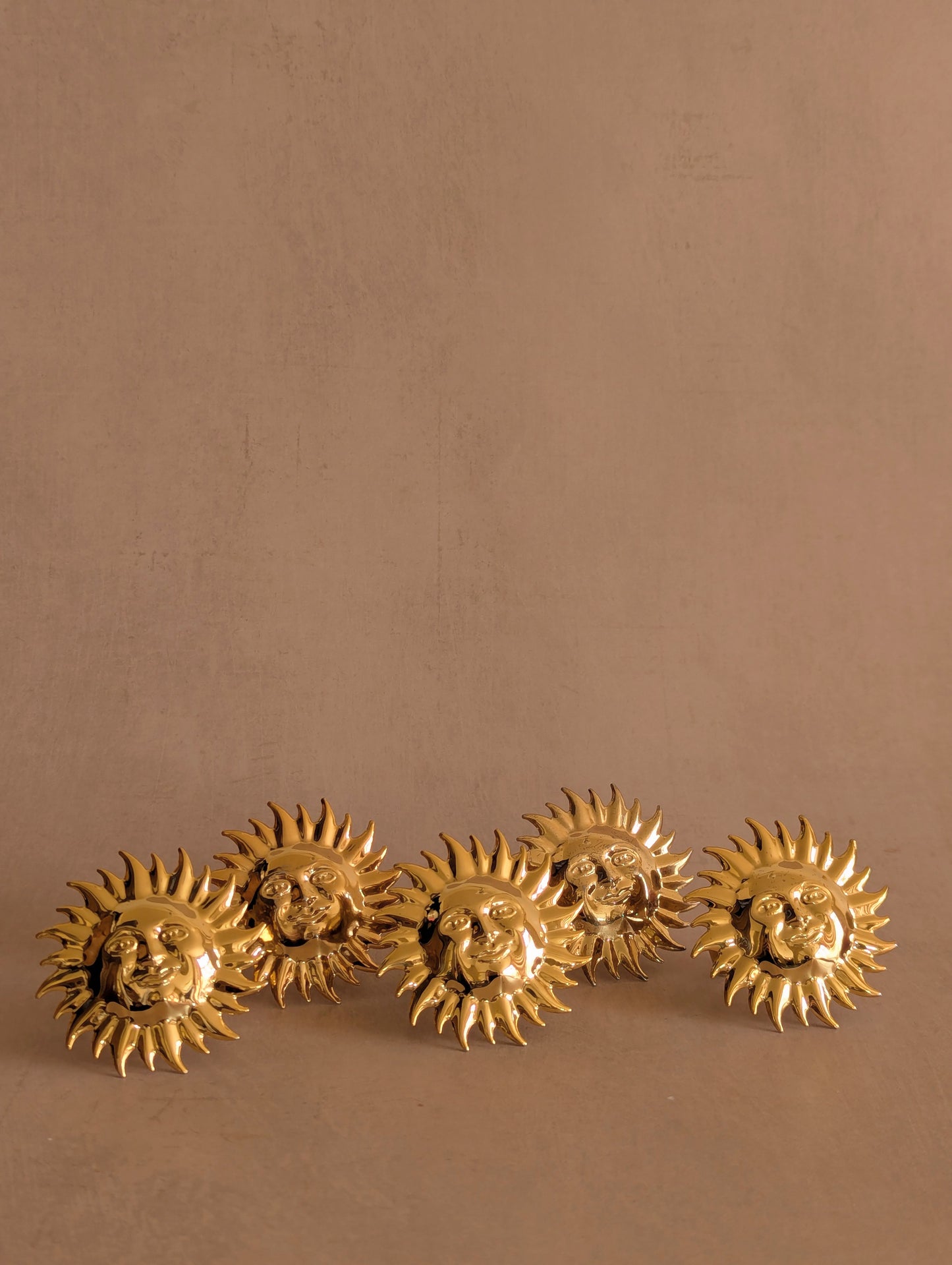 Celestial Sun Gold Tone Metal Napkin Rings, Set of 5
