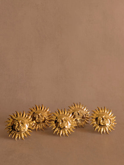 Celestial Sun Gold Tone Metal Napkin Rings, Set of 5