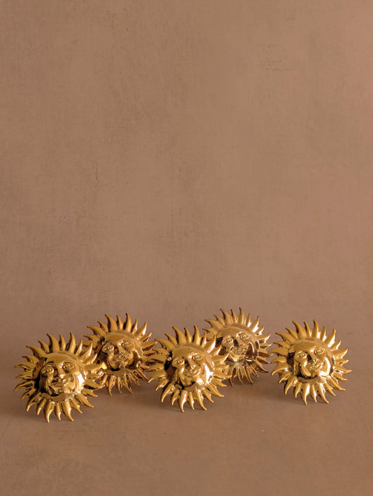 Celestial Sun Gold Tone Metal Napkin Rings, Set of 5