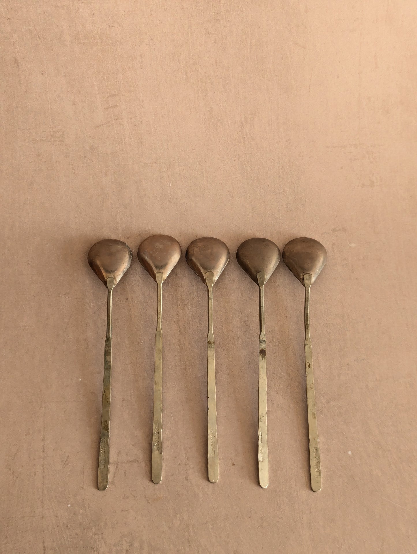 Mid-Century USSR Nickel Coffee Spoons, Set of Five
