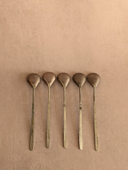 Mid-Century USSR Nickel Coffee Spoons, Set of Five