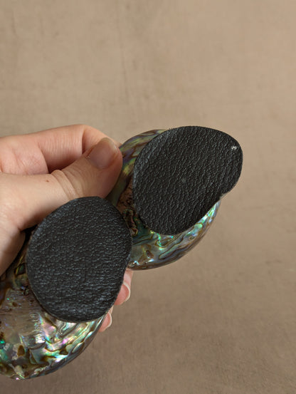 Abalone Paua Shell Pedestal Salt & Pepper Cellars, Set of Two