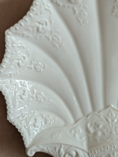White Aynsley Ceramic Footed Shell Dish