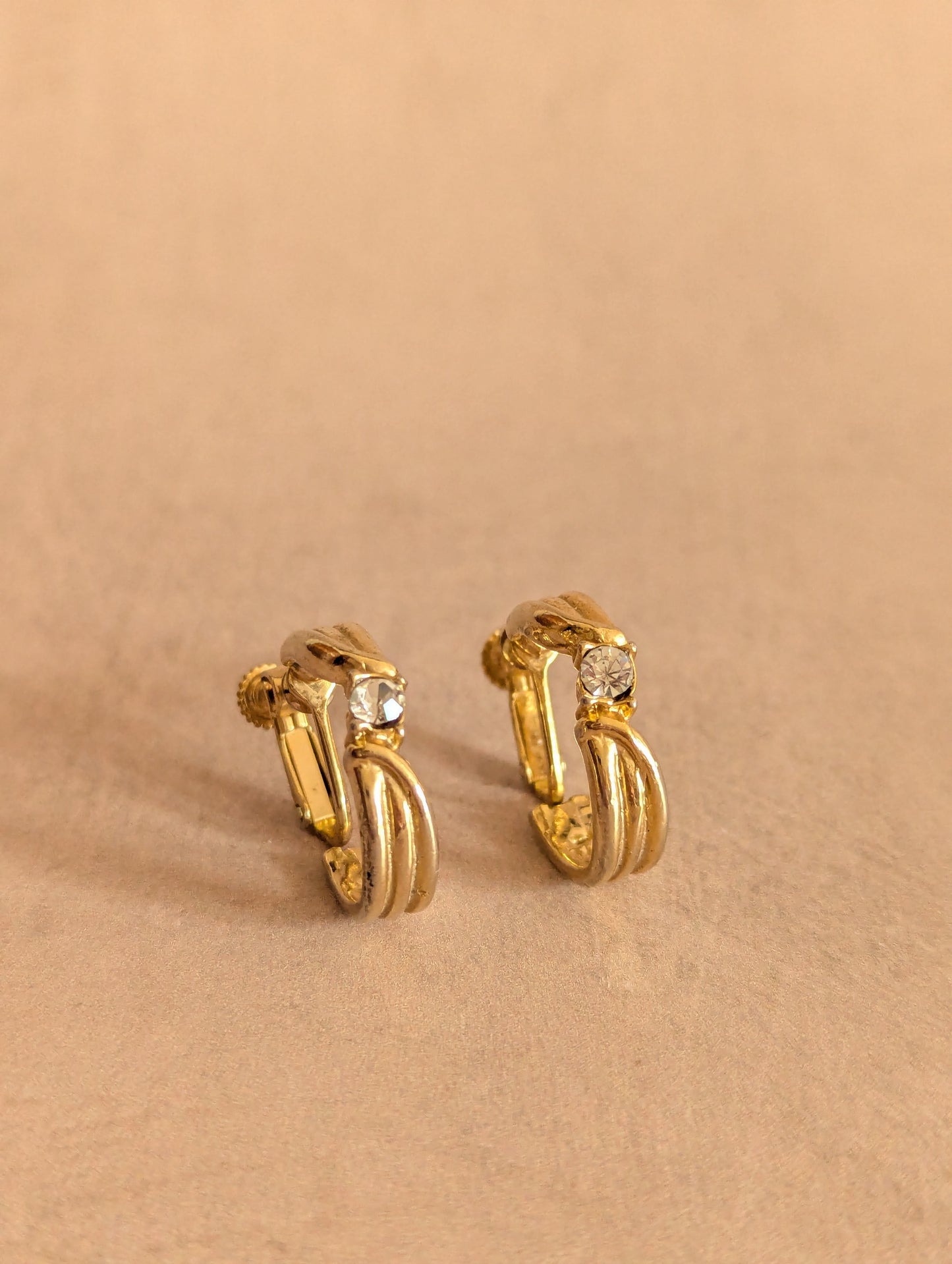Daphne Gold Tone Screw Back Hoop Earrings