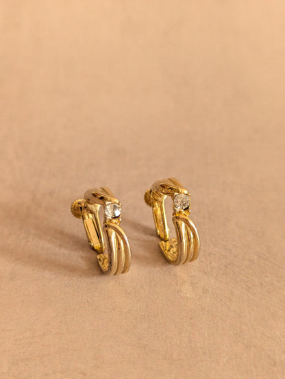 Daphne Gold Tone Screw Back Hoop Earrings