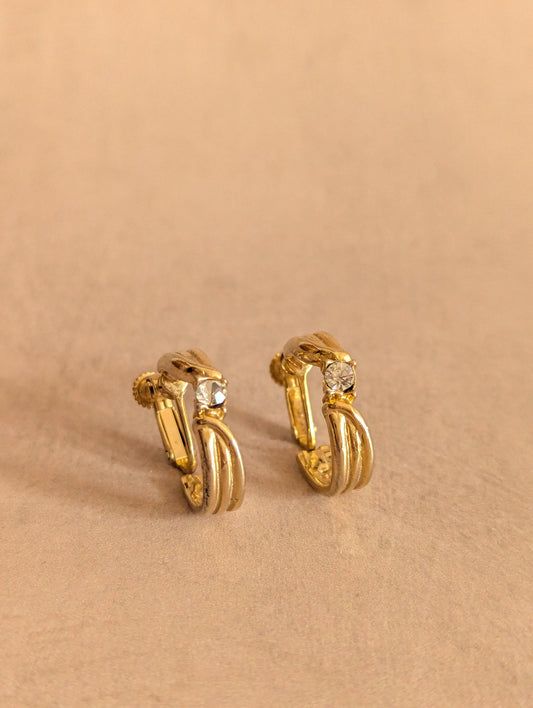 Daphne Gold Tone Screw Back Hoop Earrings