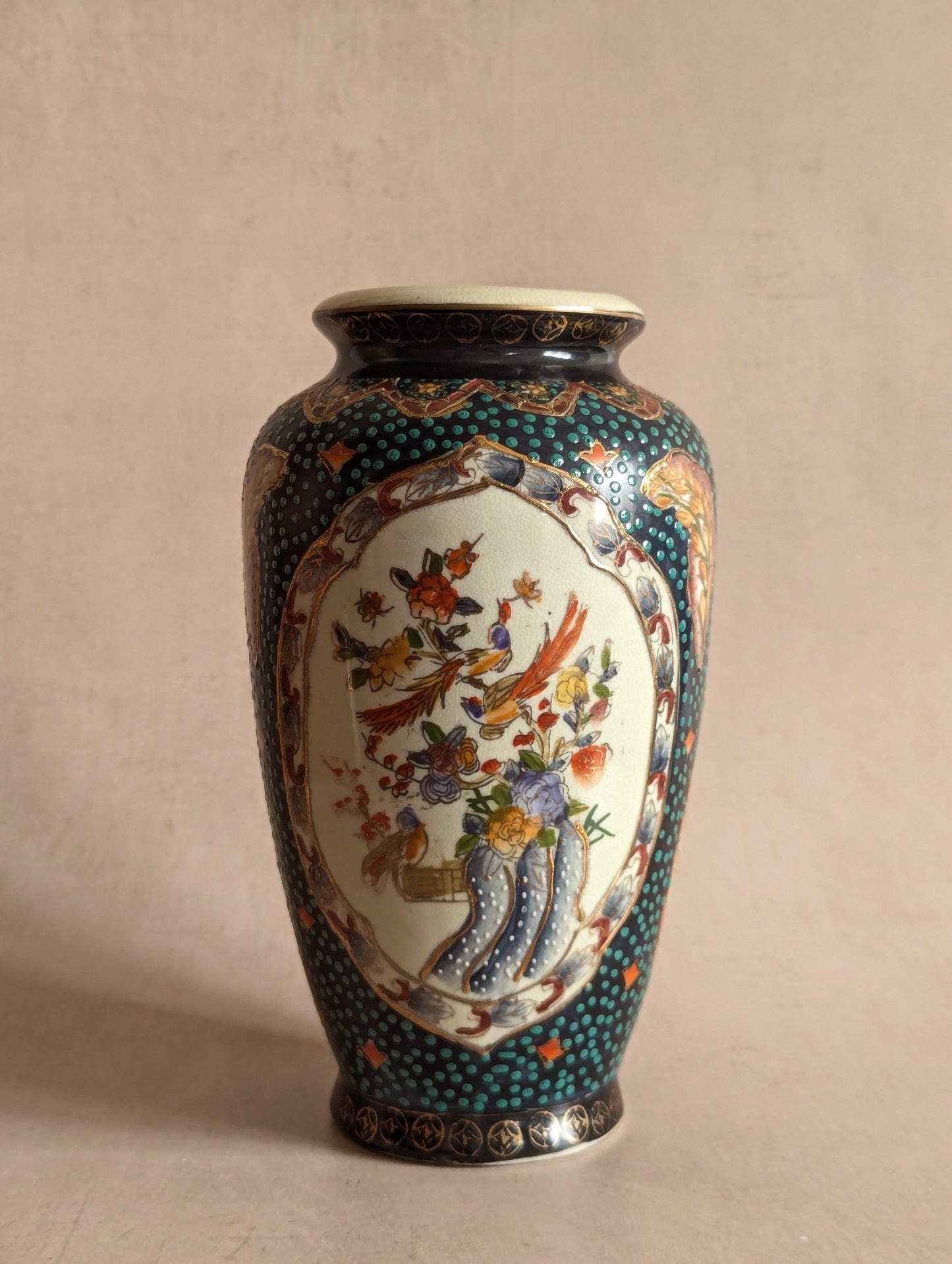 Hand-Painted Chinese Zhong Guo Zhi Zao Floral Vase