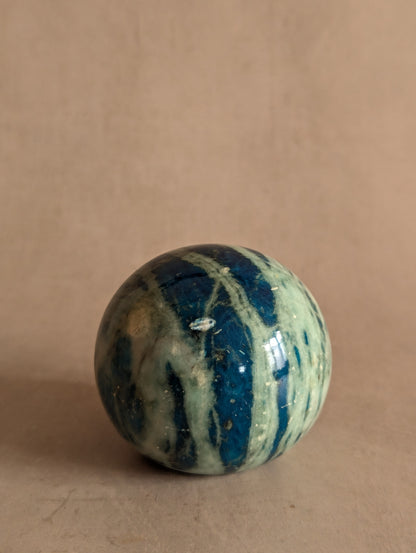 Blue Hand Carved Italian Alabaster Stone Sphere Paperweight