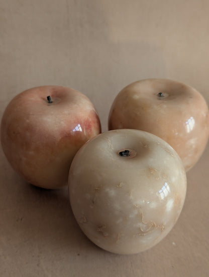 Polished Pink Italian Alabaster Apples, Set of Three