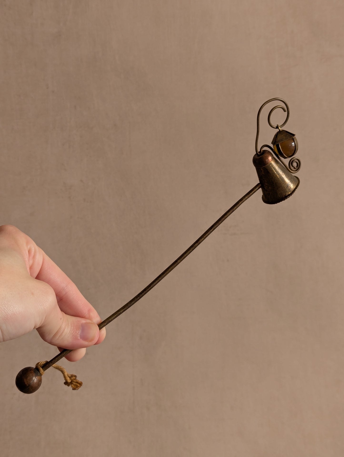 Whimsical Amber Lantern Folk Art Candle Snuffer