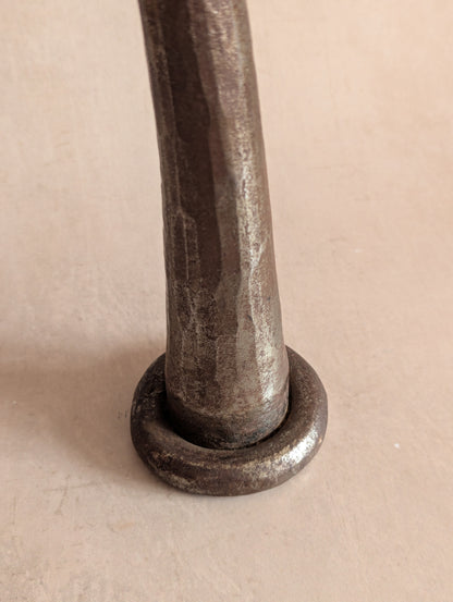 Brutalist Wrought Iron Wavy Pillar Candle Holder