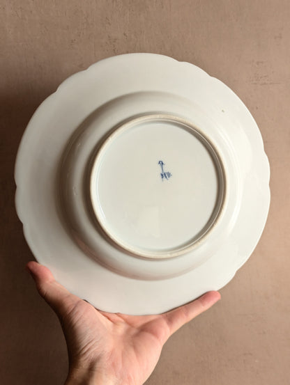 Hand-Painted European Blue & White Shallow Bowls, Set of Two