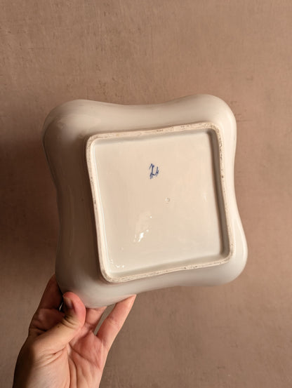 Hand-Painted European Blue & White Porcelain Bowl