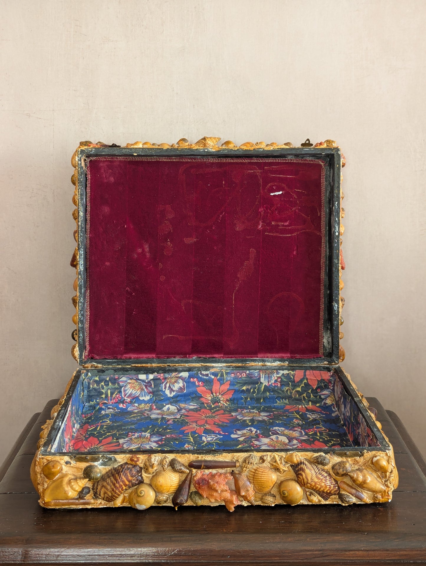 Large Victorian Shell Encrusted Storage Box