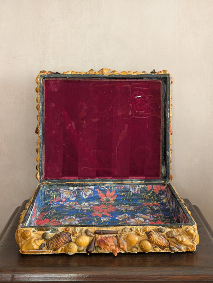 Large Victorian Shell Encrusted Storage Box