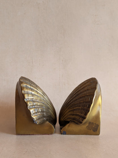 Mid-Century Brass Plated Seashell Bookends