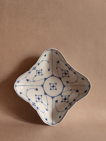 Hand-Painted European Blue & White Porcelain Bowl