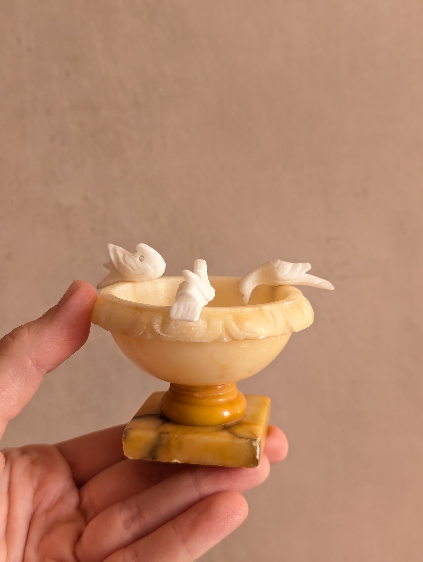 Italian Alabaster Grand Tour Miniature Bird Bath