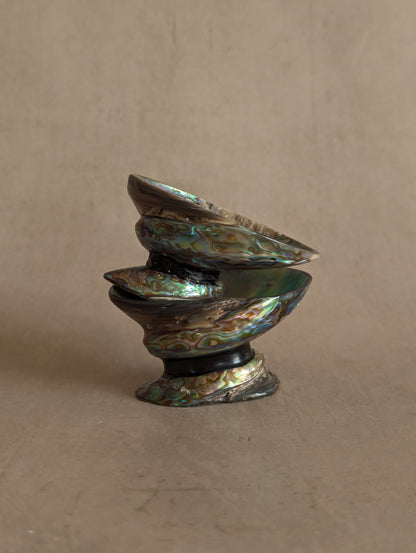 Abalone Paua Shell Pedestal Salt & Pepper Cellars, Set of Two