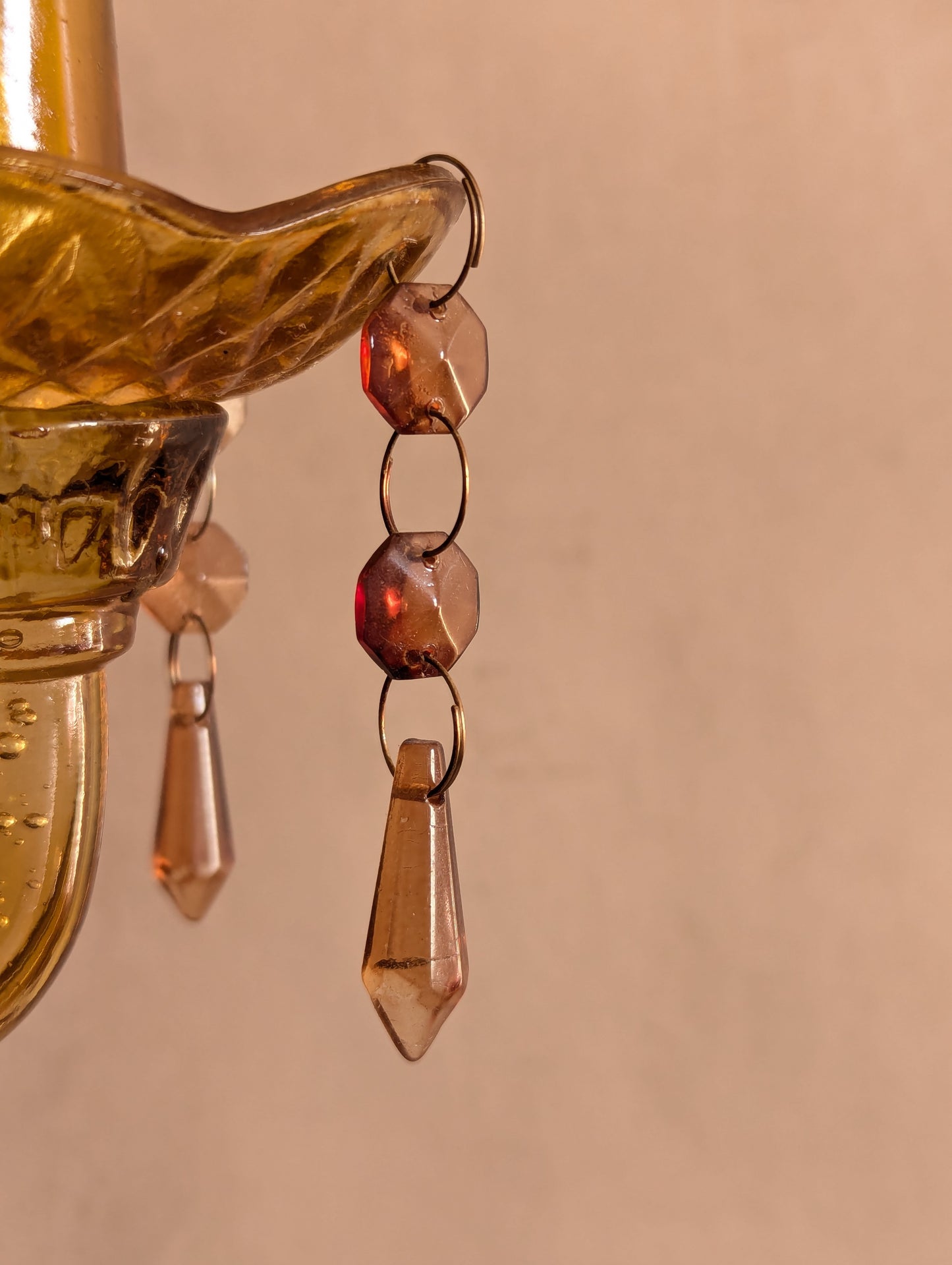Victorian Amber Glass Five-Cup Table Lustre Candelabrum